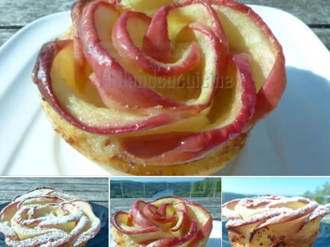 Roses feuilletées aux pommes et à la crème d'amande