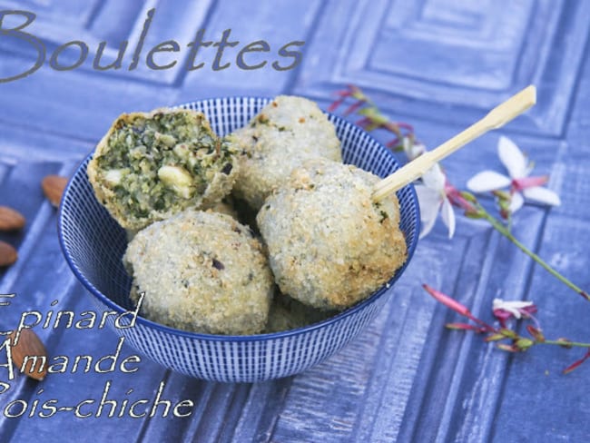 Boulettes de pois chiches, amande et épinard