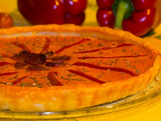 Tarte au flan de poivron et chorizo