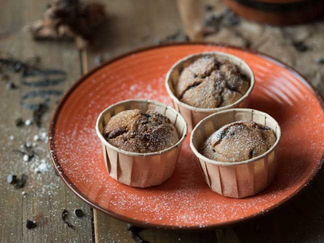 Muffins vegan banane choco noisette