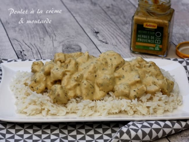 Poulet à la crème et moutarde, et riz