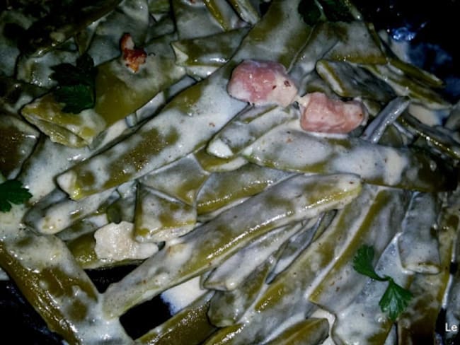 Haricots verts façon carbonara