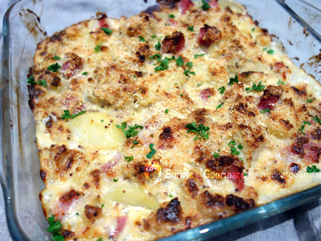 Gratin chou-fleur jambon