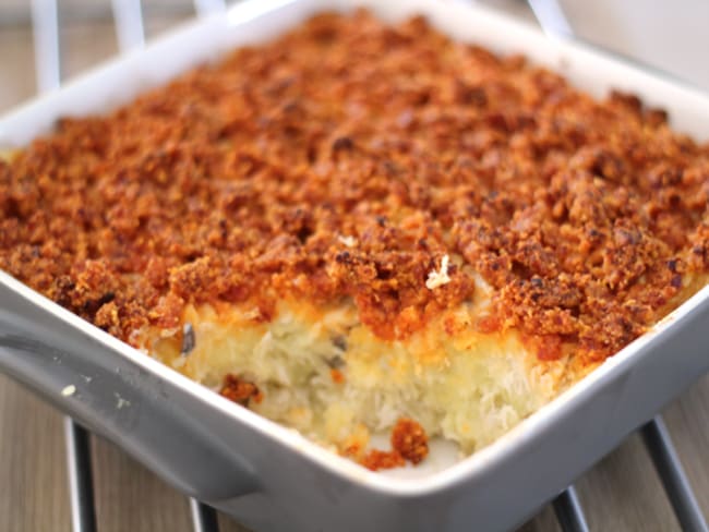 Parmentier de lieu au crumble de chorizo allégé