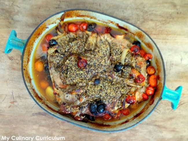 Rouelle de porc tomates, olives et herbes de Provence