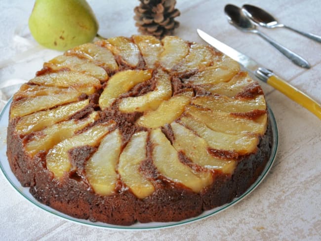 Gâteau renversé poires et chocolat noir