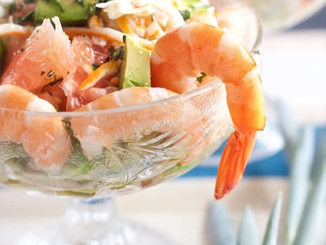 Salade Avocats, Crevettes, Pamplemousse