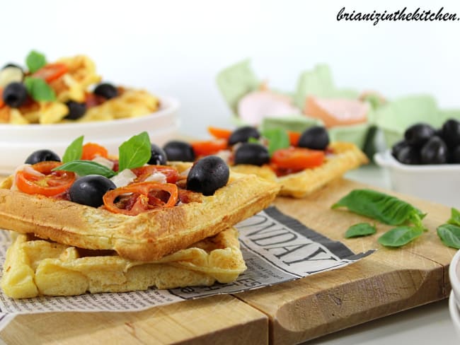 Gaufres salées au parmesan façon pizza