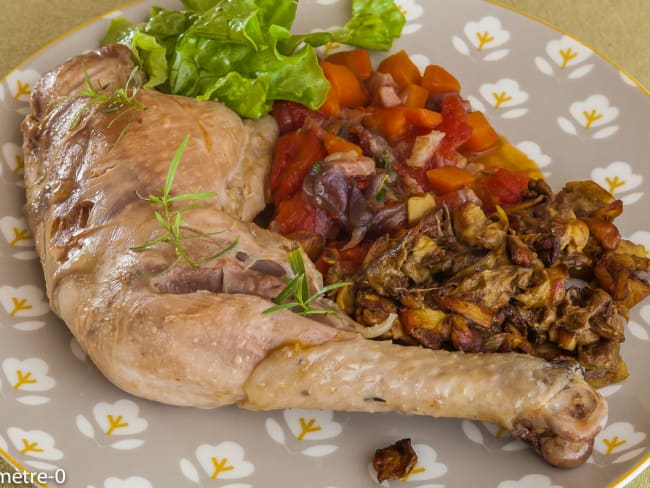 Estouffade de poulet aux cèpes et légumes de saison