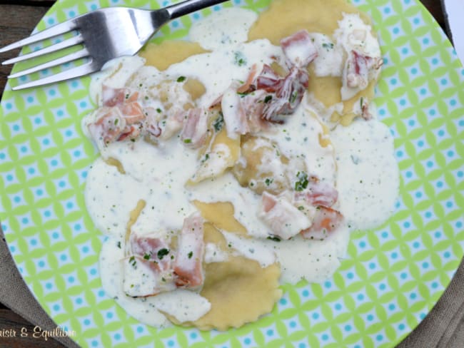 Ravioli au poireau et jambon speck