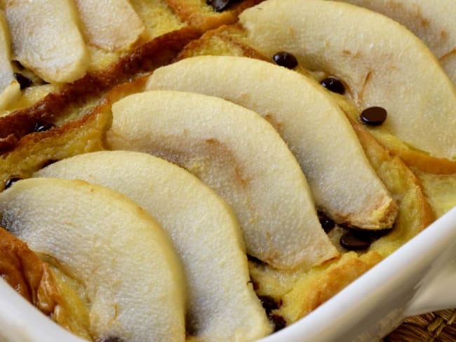 Brioche perdue aux poires et chocolat