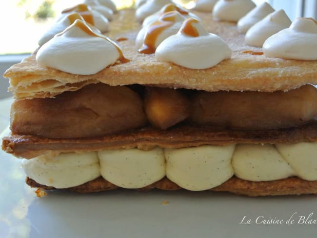 Millefeuille aux pommes caramélisées, crème vanille et chantilly au caramel