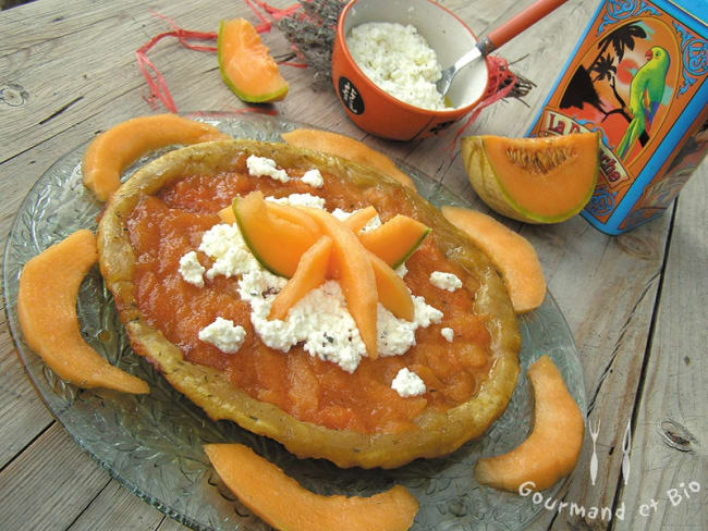 Tatin de melon au thym et à la brousse