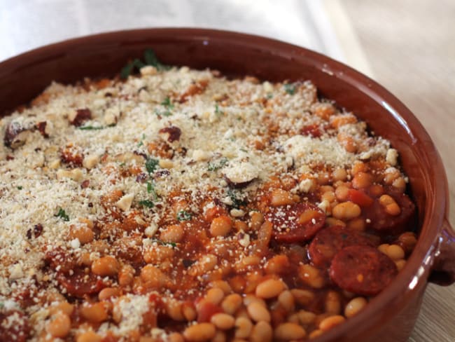 Gratin de haricots blancs au chorizo