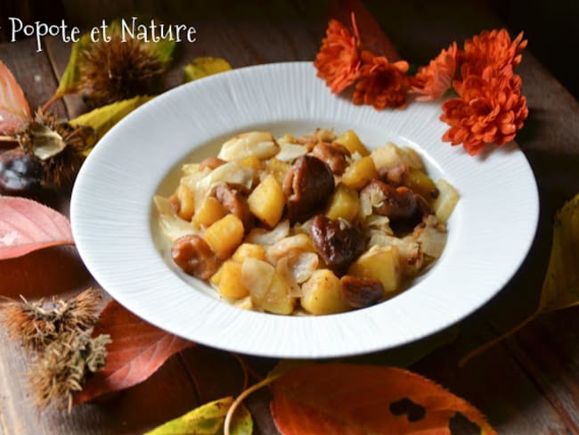 Poêlée automnale aux châtaignes, chou blanc et pommes de terre