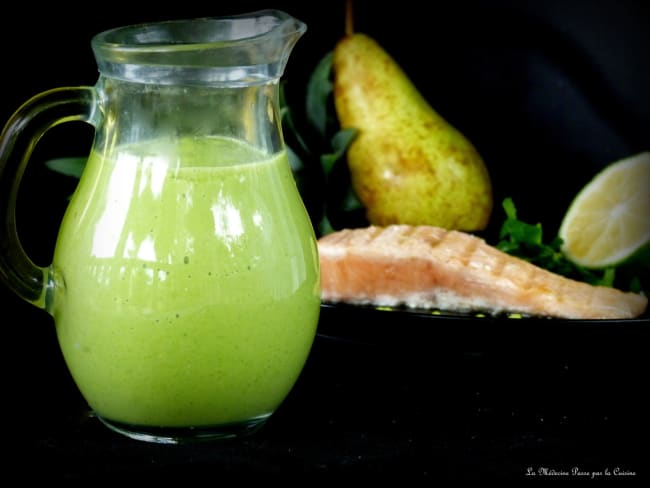 Sauce verte fruitée et sans cuisson pour poissons ou Saint Jacques