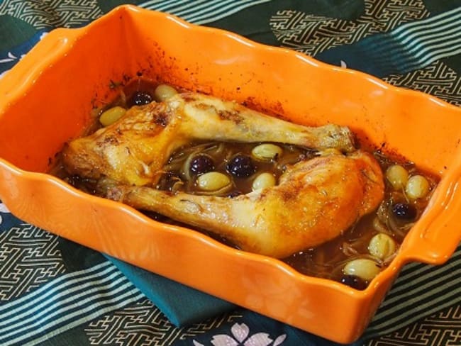 Cuisses de poulet aux raisins bicolores