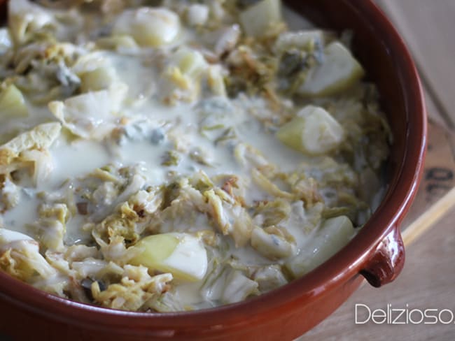 Gratin de chou vert au gorgonzola