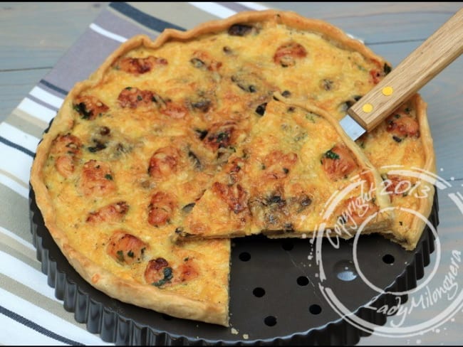 Quiche au poulet et champignons