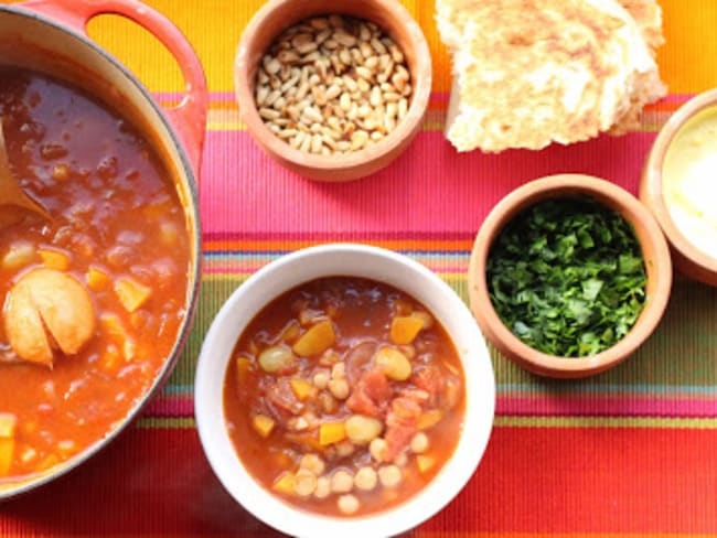 Soupe aux pois chiches, potimarron et citrons confits