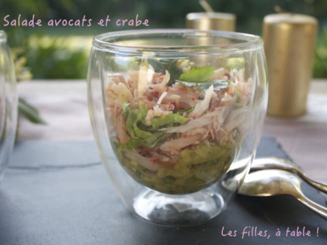 Salade avocats, crabe et coriandre