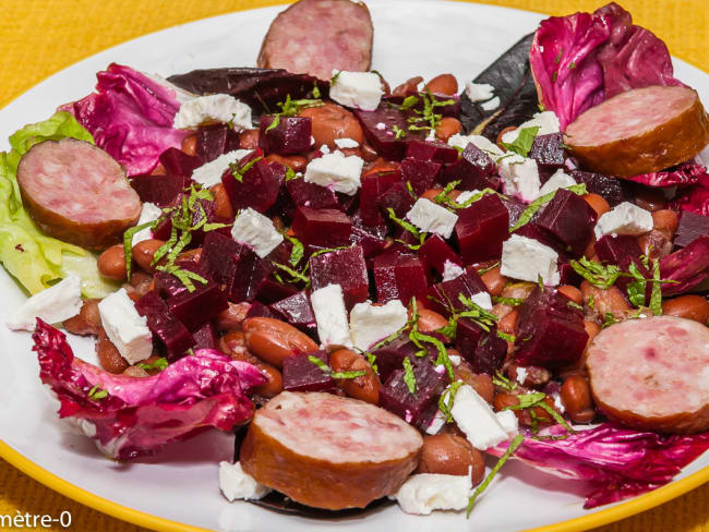 Salade de haricots borlotti aux betteraves et à la fêta