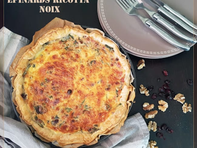 Quiche épinards Ricotta noix et cranberries