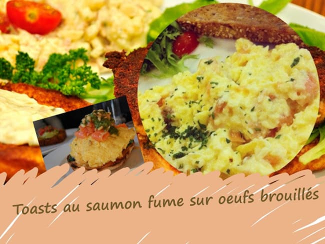 Canapés de saumon fumé sur oeufs brouillés