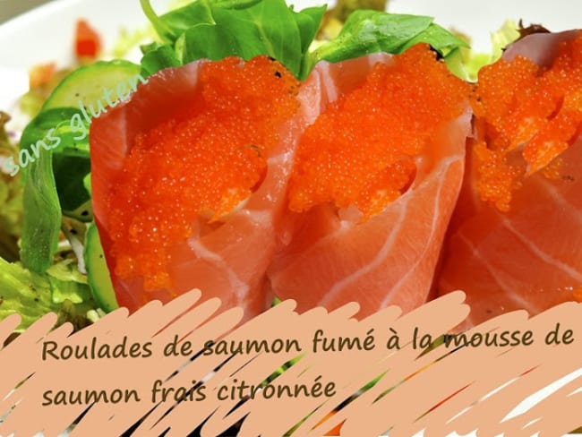 Roulades de saumon fumé à la mousse de saumon frais, citronnée