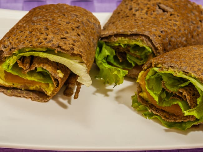 Galette avocat truite fumée façon wrap