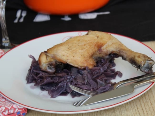 Chou rouge et cuisse de poulet à la bière