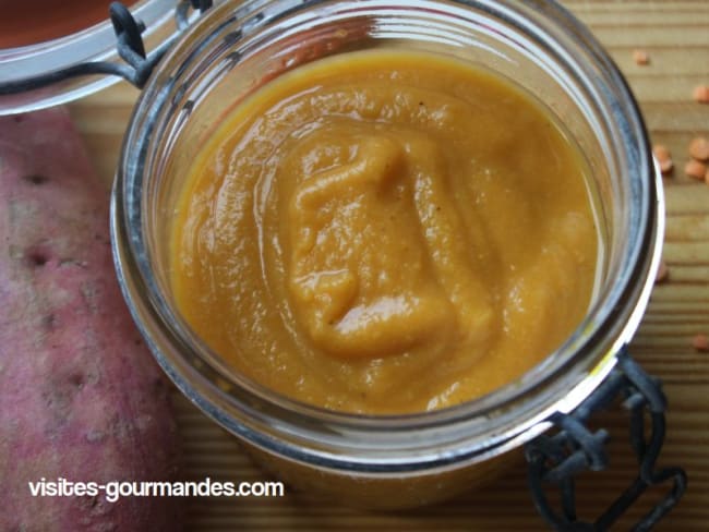 Soupe patates douce, carottes et lentilles corail