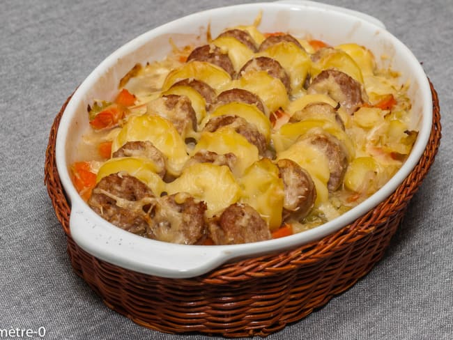 Gratin de saucisses au chou