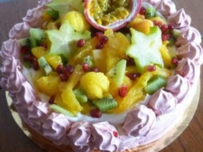 Pavlova exotique, chantilly vanille et citron combava 