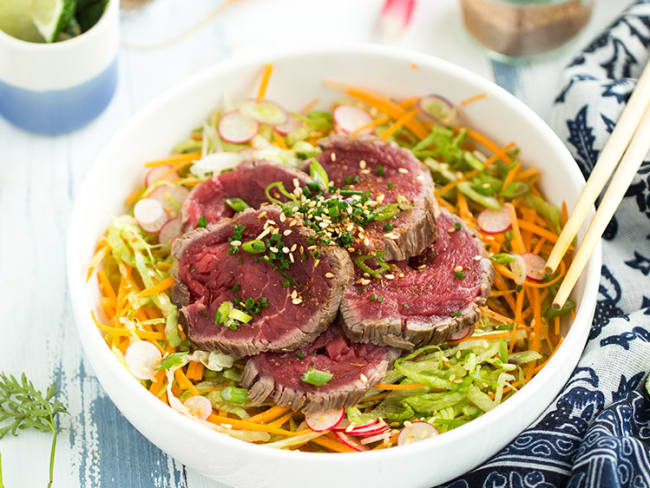 Boeuf façon tataki à la fleur de sel au piment d'espelette