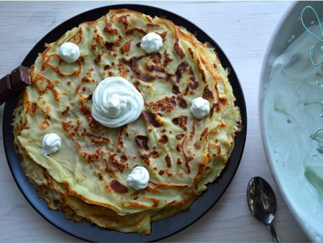 Crêpes et chantilly à la menthe glaciale