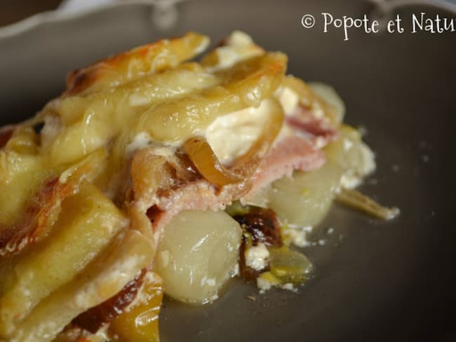 Gratin d'endives et de pommes de terre aux pommes