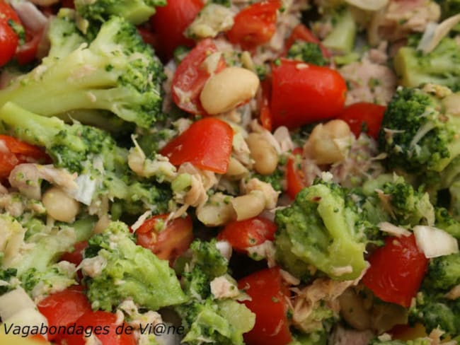 Salade de haricots blancs au thon et au brocoli