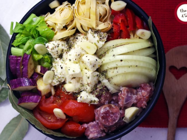 One pot pasta méditerranéen aux saucisses