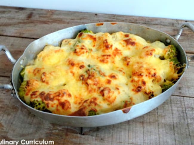 Gratin de chou-fleur et de chou romanesco à la béchamel