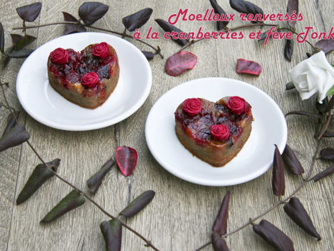 Moelleux renversés à la cranberries et fève tonka sans gluten sans lactose et sans oeuf