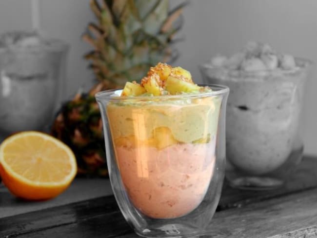 Verrine d’ avocat, thon et ananas