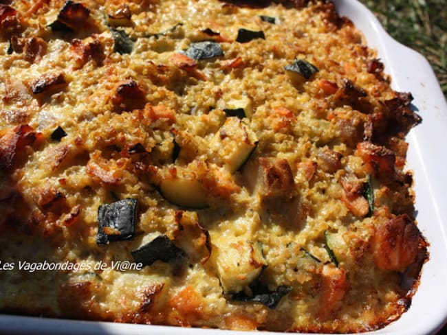 Gratin quinoa-saumon-courgette