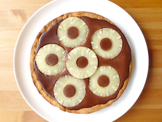 Tarte fondante au chocolat et à l'ananas