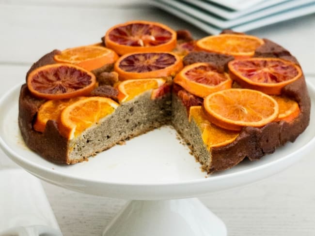 Gâteau renversé au sarrasin et poudre d'amande à l'orange sanguine