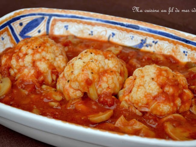 Minis chou-fleurs sauce tomate aux champignons