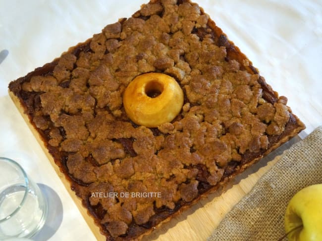 Tarte aux pommes caramélisées, Streusel amandes , recette du Chef Yannick Lefort