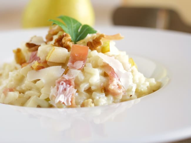 Risotto sucré salé aux poires et jambon de Parme