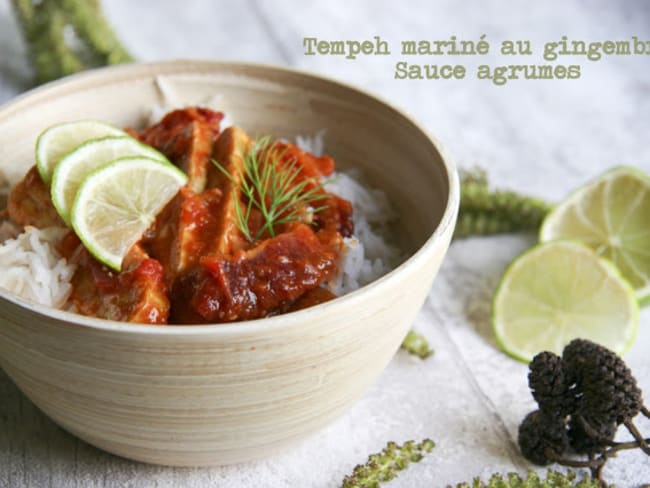 Tempeh de soja mariné au gingembre, sauce agrumes