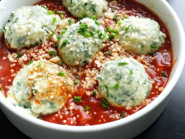 Gnudi à la ricotta et aux épinards, sauce tomate maison express